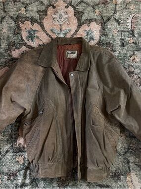 Garage Olive Brown Suede Bomber Jacket